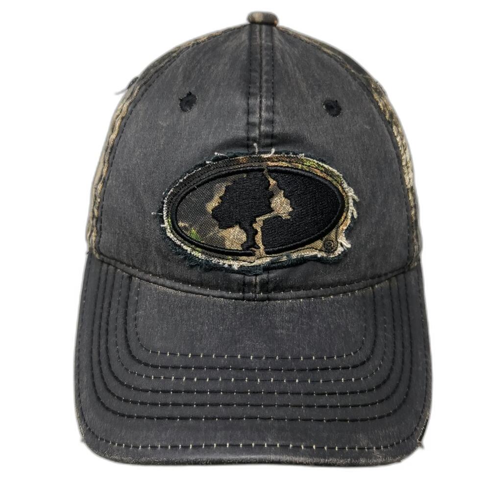 Outdoor Cap Mossy Oak Baseball Cap Black Green OSFM Frayed Camo Strapback Hat